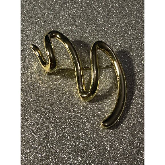 Pin Brooch Swirl Gold Tone B#18 - Picture 5 of 5